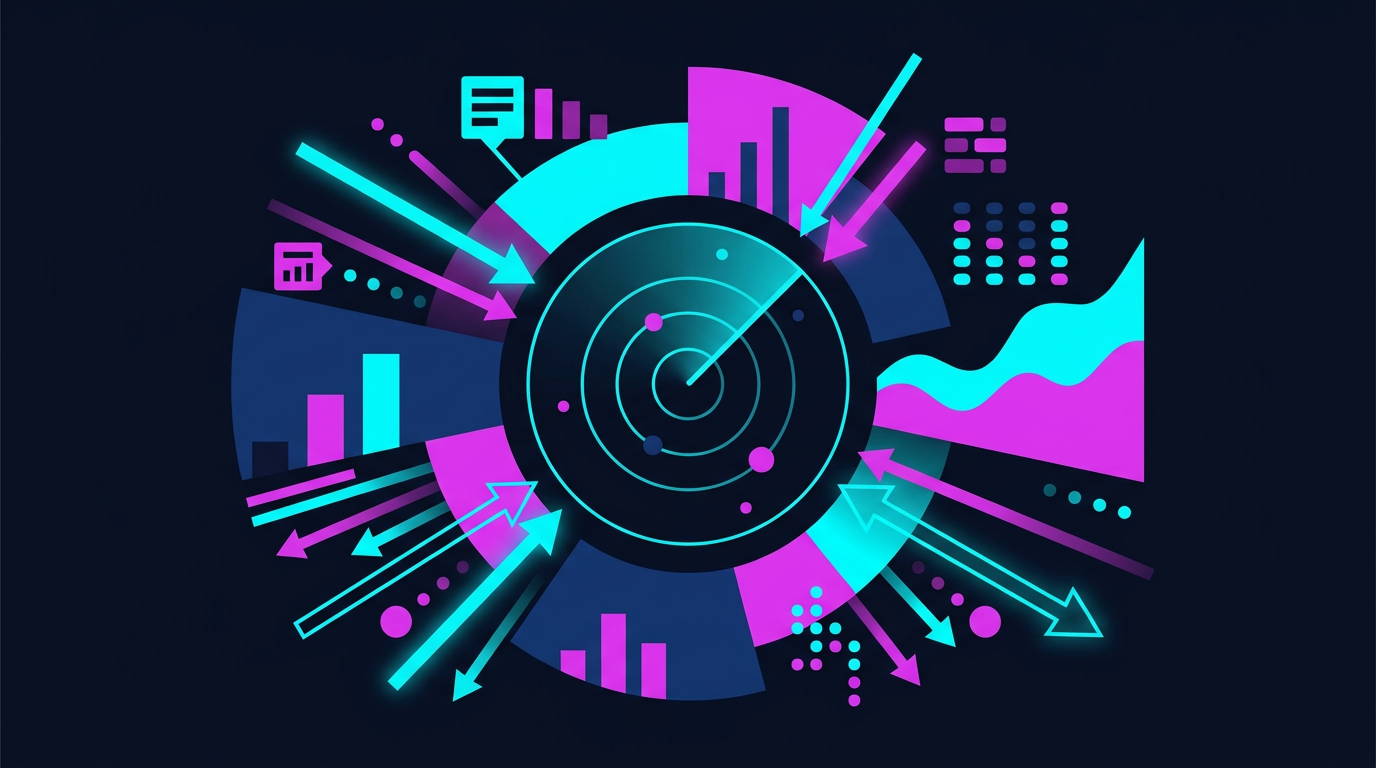 Radar de données comparant la progression de plusieurs comptes TikTok