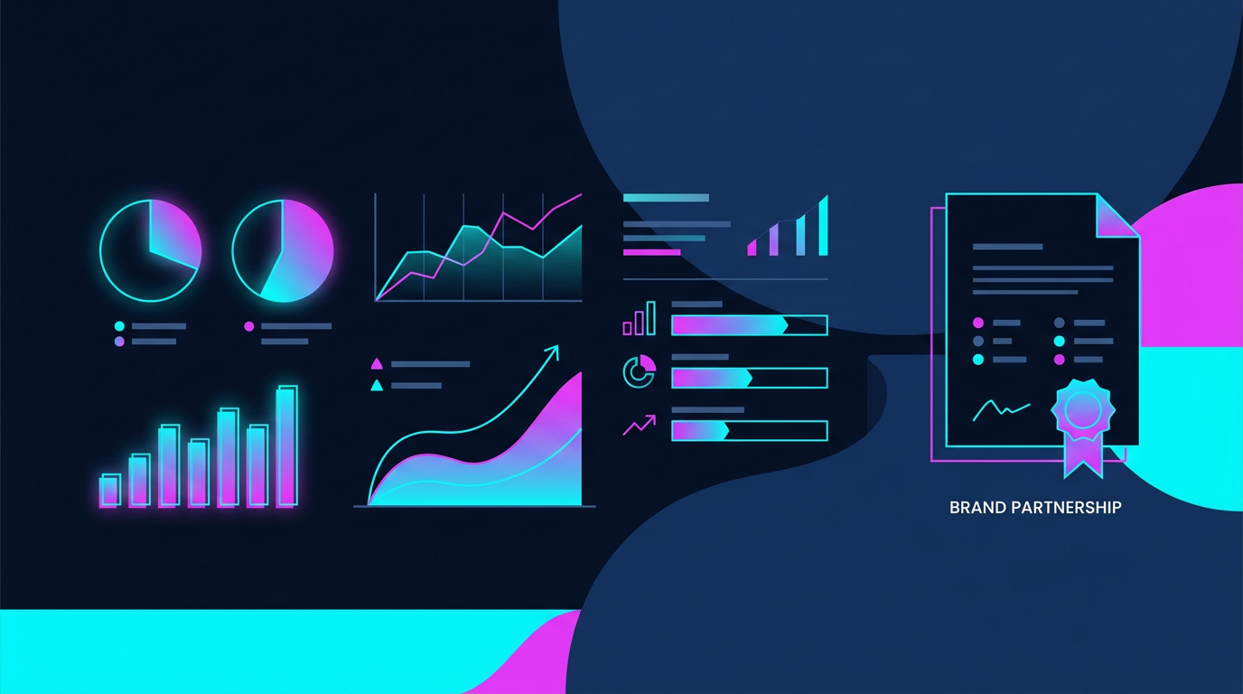 Media kit TikTok illustré avec courbes de croissance, statistiques d’audience et indicateurs de campagne