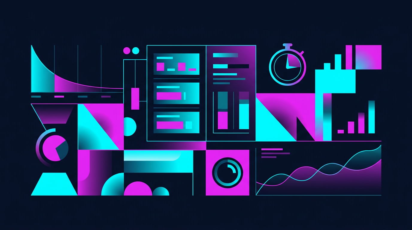 Illustration d'un test A/B de hooks TikTok avec courbes de rétention et chronomètre