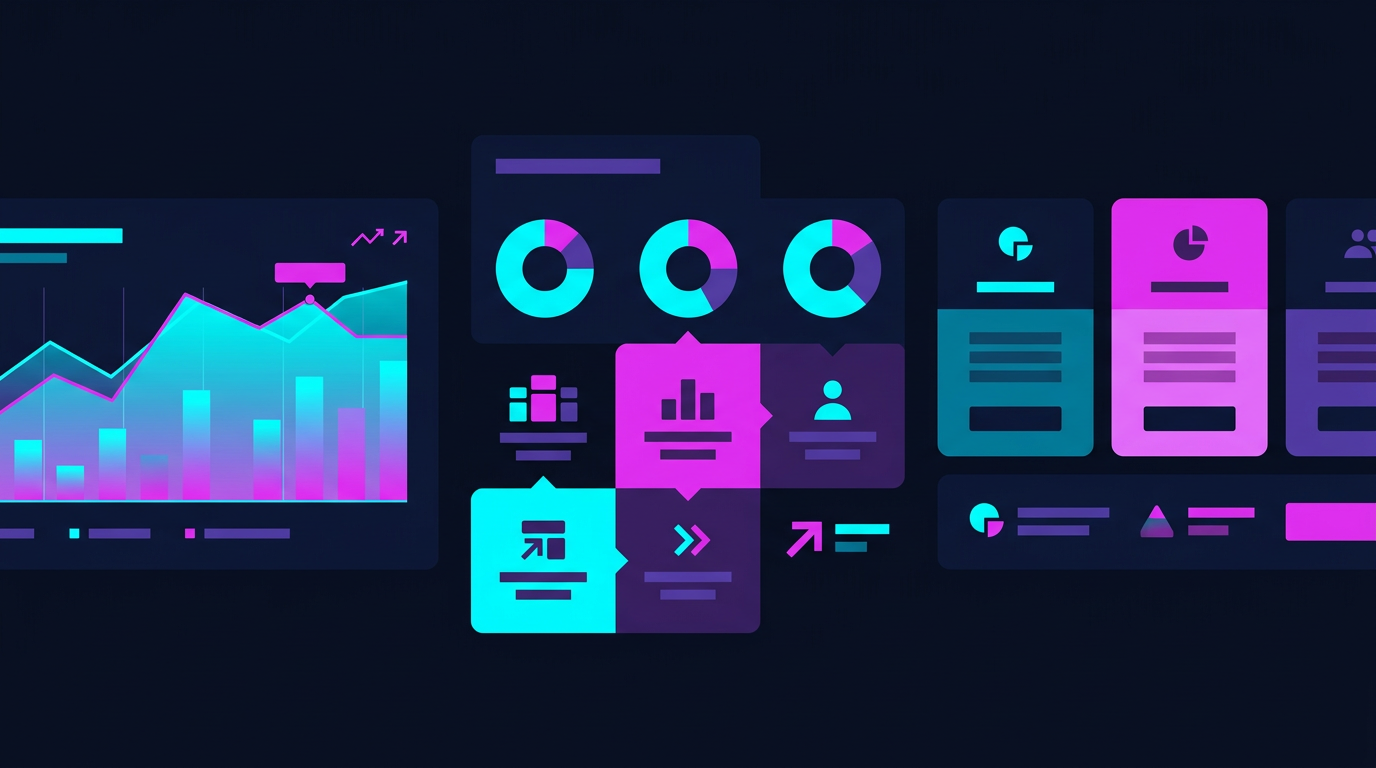 Illustration d’un media kit TikTok composé de statistiques, graphiques et blocs tarifaires