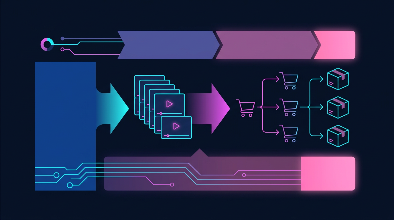Parcours de conversion entre vidéos TikTok, clics produit, paniers et commandes